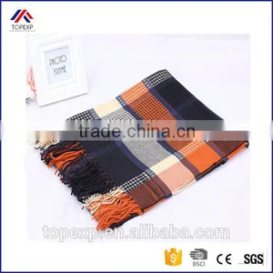 Unisex Knitted Check Tassels Acrylic Scarf thumbnail-1