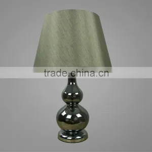 Chrome Metal Base And Black Glass Body With Fabric Lampshade Study Table Lamp Bedside Table Lamp thumbnail-1