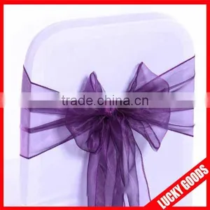 Wholesale Fancy Purple Organza Wedding Chair Sashes thumbnail-1