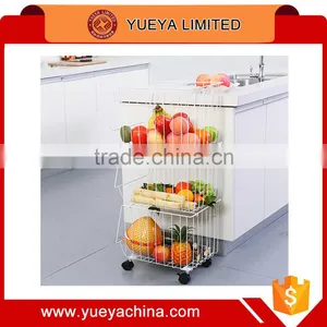 Kitchen Steel Wire Utility Cart Storage 3 Tier Shelf Rolling Wheels Basket thumbnail-1