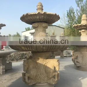 Hand Carved Granite Water Fountain With Horses Statues thumbnail-2