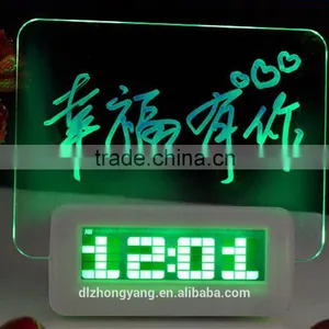 Creative LED Light Fluorescent Message Board Alarm Clock Digital thumbnail-2