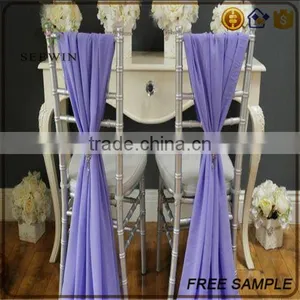 Fancy Party Elegant Purple Velvet Chiffon Ruffle Chaivari With Valance Chair Hood thumbnail-1