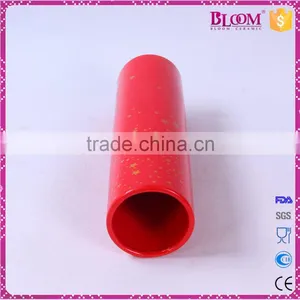 Simple Design Red Cylindrical Ceramic Tall Vase Flower thumbnail-3