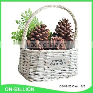 Custom Willow Garden Flower Basket With Plastic Liner thumbnail-1