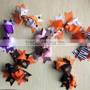 Girls' Extra Large GrosGrain Knotted Boutique Ribbon Hair Bow Alligator Clip For Halloween thumbnail-1
