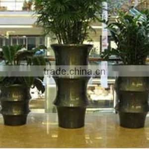 Golden Fiberglass Planter Flowerpot thumbnail-1