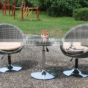 Outdoor Swivel Bar Stool With Coffe Table 3Pcs Sets thumbnail-1