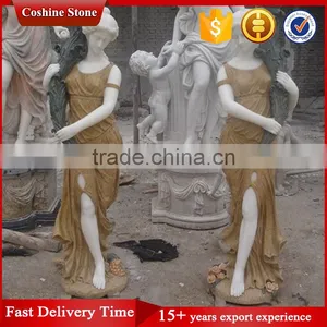 Antique Garden Life-size Woman Marble Statue With Light thumbnail-2