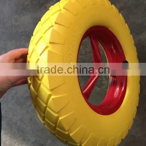 16 Inch 400-8 Solid Wheel Barrow Tyre With Axle PU Foam Rubber Wheel thumbnail-2