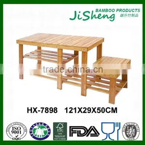 Multi Function Adjustable Bamboo Stool With Shoe Organizer thumbnail-1