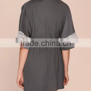 Adult Romper Pajamas Wholesale Custom Satin Lace Insert Dressing Gownpajamas WomenWholesale Custom Made in China thumbnail-4