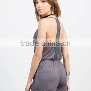 Bulk Plain Romper Evening Lace Jumpsuits 95% Rayon 5% Spandex Crochet Cami Romper Adult Women Lace Romper thumbnail-3
