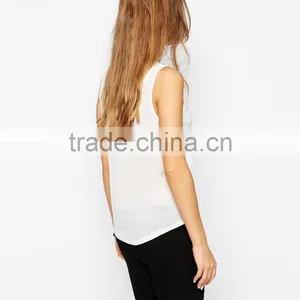 Hot Sale Mesh Yoke Perforated Design Tank With Crew Neckline thumbnail-2