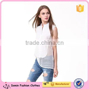 2017 New Fashion Design Sleeveless Front Button Women Shirt Blouse thumbnail-1