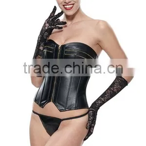 2015 Best Sale High Quality Plus Size Leather Steel Boned Waist Training Corset thumbnail-2