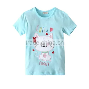 High Quality Children's Clothes 100% Cotton Short Sleeve Printed Cat 2pcs Set thumbnail-2