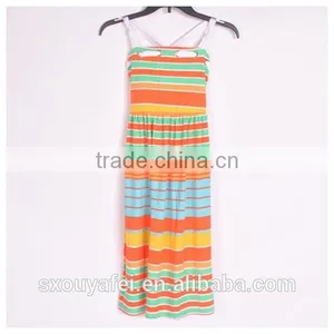 Stock Apparel for Girl's One Piece Beach Long Stripe Dress on Sell thumbnail-1