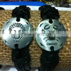 Zodiac Sign Leather Bracelet,Leo Sign Leather Bracelet,Cancer Sign Leather Bracelet thumbnail-1