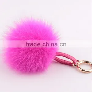 Myfur 2016 Newest Fashion Rose Fox Fur Ball Key Chain / Real Fur Pompoms thumbnail-1