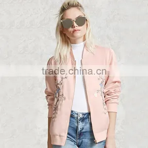 Buy Wholesale Price Nice Embroidered Satin Pink Black Jackets for Ladies thumbnail-4