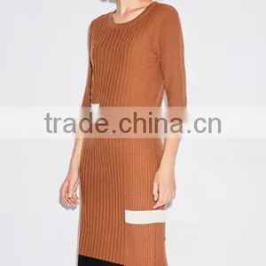 Womens Wholesaler 3/4 Sleeve Wool Knitting Pattern Sweater Dress With Lowest Price thumbnail-2