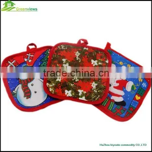 Christmas Style Color Coffee Cup Mats Pot Custom Linen Pot Holders Print Cotton thumbnail-2