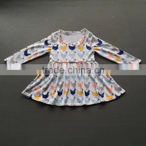2017 New Fashion Little Girls Long Sleeved Flower Printed Skirt Boutique Toddlers Party Wear Autumn Dresses thumbnail-3