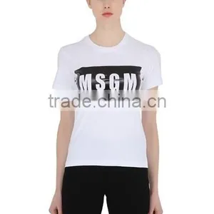 Custom Fashion White Printed T-Shirts Cotton/polyester Girls Fashion White Printed T-Shirts Short Sleeve Slim T Shirts for Women thumbnail-2