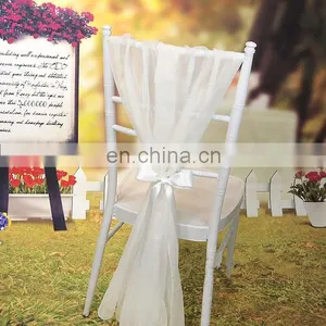 Chiffon Ruffled Wedding Chair Cover Sash With Hood thumbnail-3