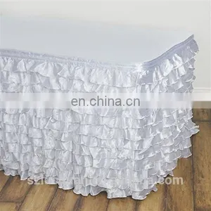 New Fancy Rectangle Wedding White Steps in Table Skirting thumbnail-1