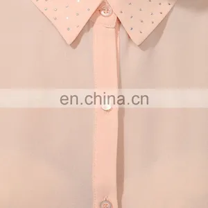 CHEFON Long Sleeve Rhinestoned Collar Models Ladies Suit Sets Skirt and Blouse for Lady thumbnail-4
