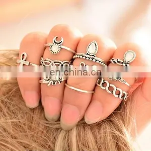 Punk Gold Silver Stack Above Knuckle Ring Band Midi Finger Rings 10PCS/Set thumbnail-1