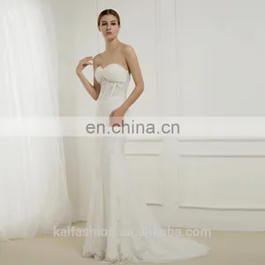 EBL-2827 A-Line Scoop 100% Same as Picture Strapless Mermaid Beaded Gorgeous Bridal Wedding Dress thumbnail-1