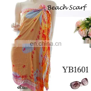 2017High-end Custom Ladies Beach Towel Fashion Scarf, Chiffon Polyester Printed Long Scarf Hot Sell European New Style thumbnail-1