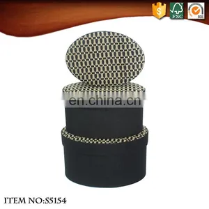 Oval Black and White Lace TC Fabric Doll Toy Clothes Jewelry Daily Sundries Storage Box With Black Lid thumbnail-2