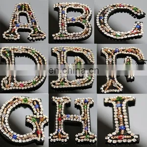 2018 Handmade English Letters Alphabet Rhinestones Beads Patches Applique Sew on Beading Applique Clothes thumbnail-3