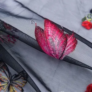 African Chantilly Guipure Bridal Lace Embroidery Fabric for Wedding Dress thumbnail-3