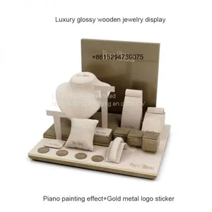 Handmade Customized Wooden Jewelry Display In Glossy Brown Color With Microfiber thumbnail-1