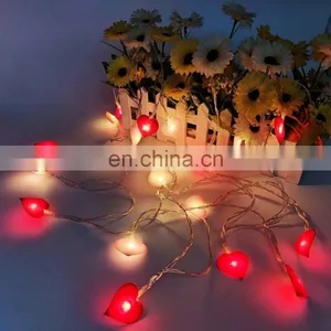 Romantic Bedroom Wedding Party Decoration 20 LEDS Cloth Heart Shape Mini Fairy String Light thumbnail-1