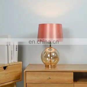 Elegant Modern Design Hotel Restaurant Coffee House Custom Round Glass Table Lamp With Lampshade thumbnail-2