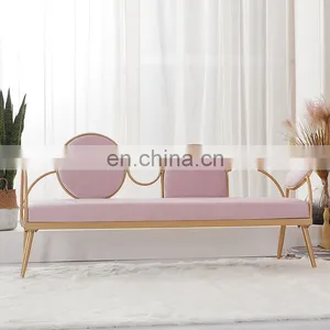 Modern 3 Seaters Fabric Couch Shopping Mall Blush Velvet For Salon Or Shop With Waiting Sofa thumbnail-2