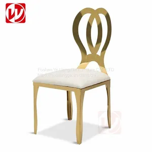 Hot Sale Gold Stainless Steel Banquet Dining Chair White pu Leather Wedding Chair thumbnail-2