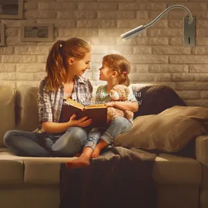 Meanyee Wall Mount Reading Lamp Headboard Bedside Lights With Switch/Flexible Gooseneck/Surface/Brushed Nickel/3000K LED/MY-WN188N thumbnail-5