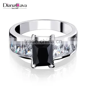 Hot Classic Rectangle One Stone Wedding Ring Black Color Cc Fine Jewelry Ring thumbnail-1
