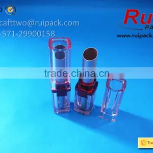 High Grade Acrylic Lipstick Tube With Aluminum Tube, Square Metal Aluminum Lipstick Case With Acrylic Outer Cover thumbnail-3