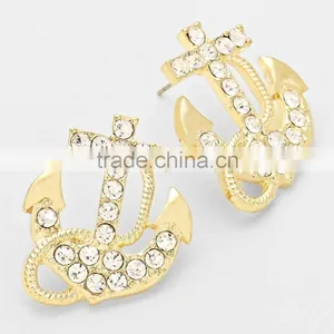 Stud Earring Wholesale Fashion Crystal Anchor Stud Earring Cheap Earring on thumbnail-2