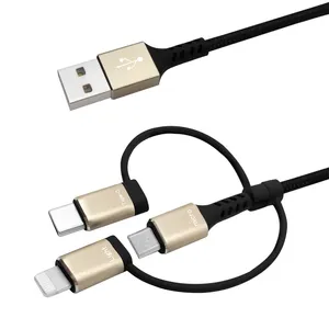 Fast Charger Adapter Cord 3-in-1 Multi USB Charging Cable Type-C Micro USB for Lightning Ports Compatible Cables thumbnail-2