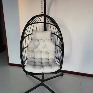 Modern Style Single Seat Garden Swing Chair 2025 New Launch KD Rattan Hanging Chair for Bedroom Courtyard Gym and Outdoor Furniture thumbnail-3