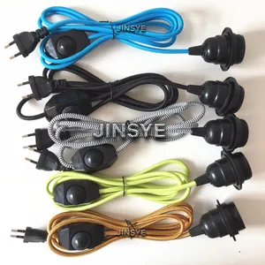 CE VDE Lamp Holder EU Power Plug in Electrical Textile Cable Dimmer Switch Lamp Cords Power Cords thumbnail-1